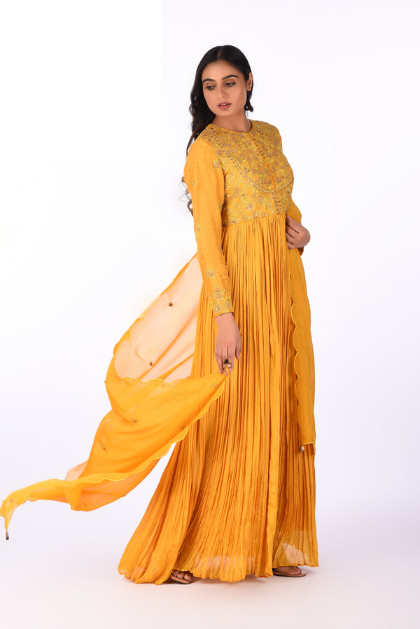 Anarkali with Dupatta Yellow Embroidered Anarkali Set