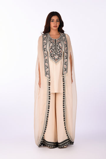 Kurti With Palazzo Pants And Dupatta Peach Embroidered Kurta Palazzo Set
