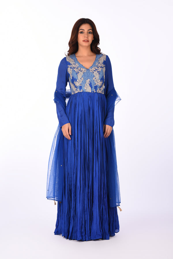 Anarkali Suit Elegant Blue Embroidered Anarkali Set