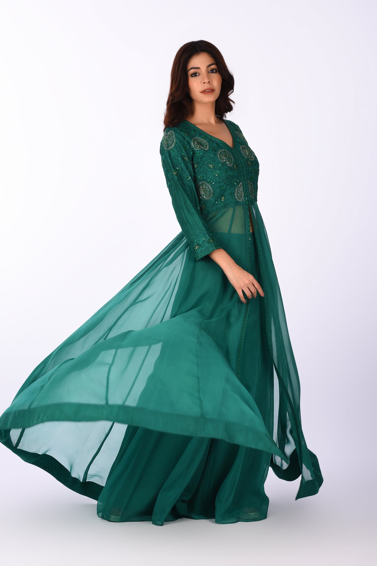 Anarkali Suit Emerald Green Embroidered Anarkali Set