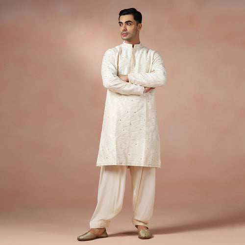 Classic Ivory Chanderi Men's Kurta Set
