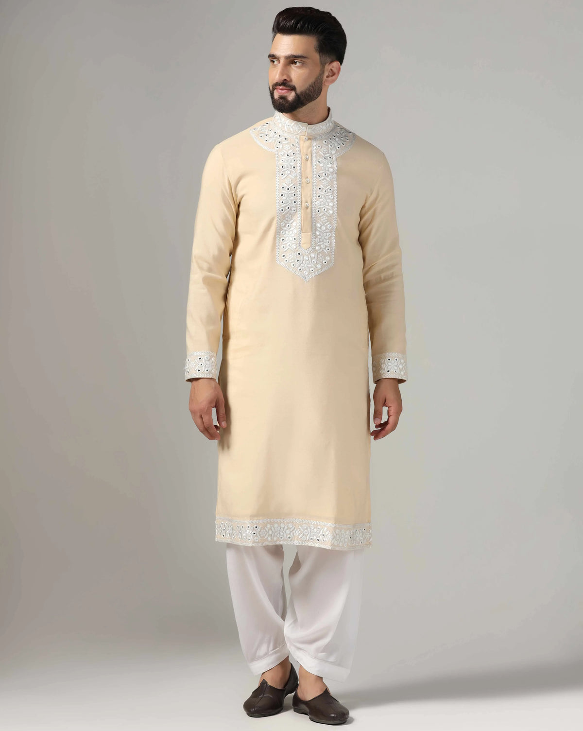 Men's elegant gold mirror work kurta set — RNG REZA