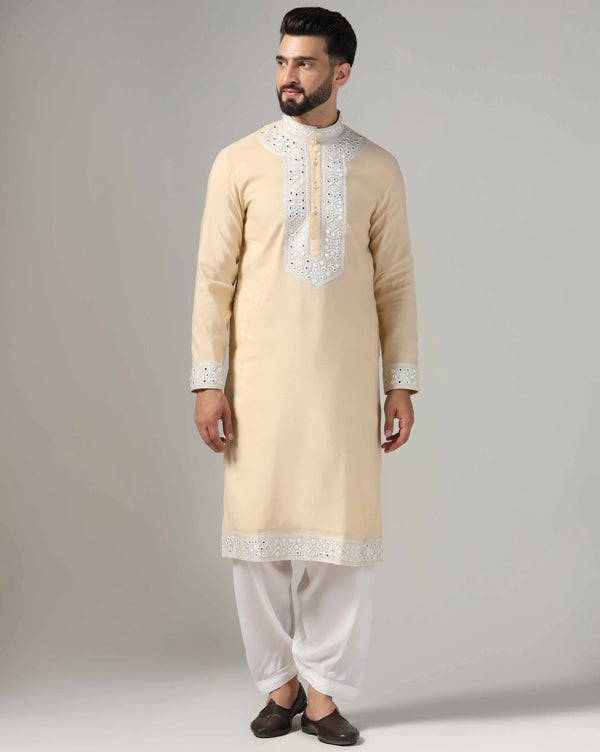 Elegant Gold Mirror Men's Kurta Set