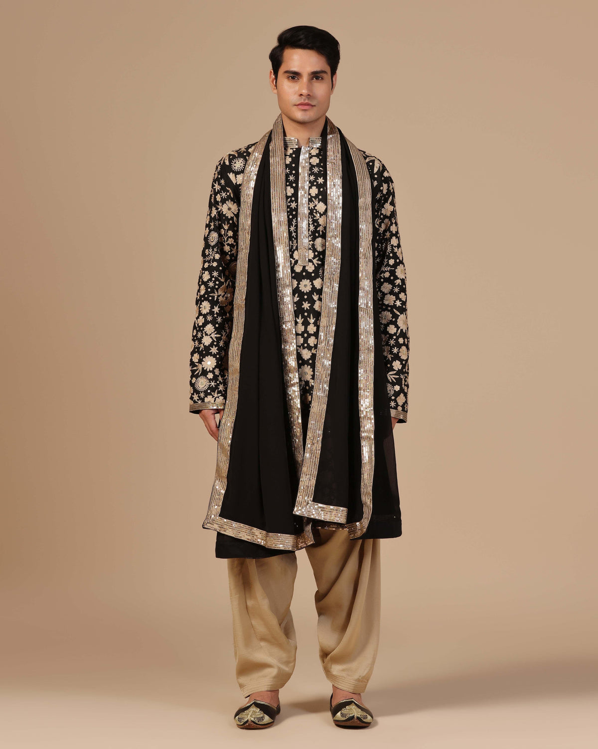 Men's classic black hand aari work kurta set — RNG REZA