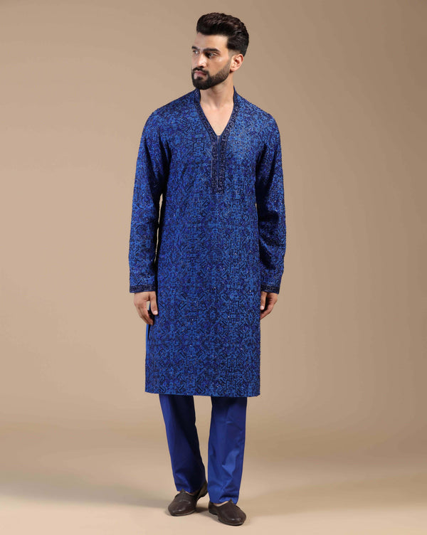 Indigo Blue Embroidered Kurta