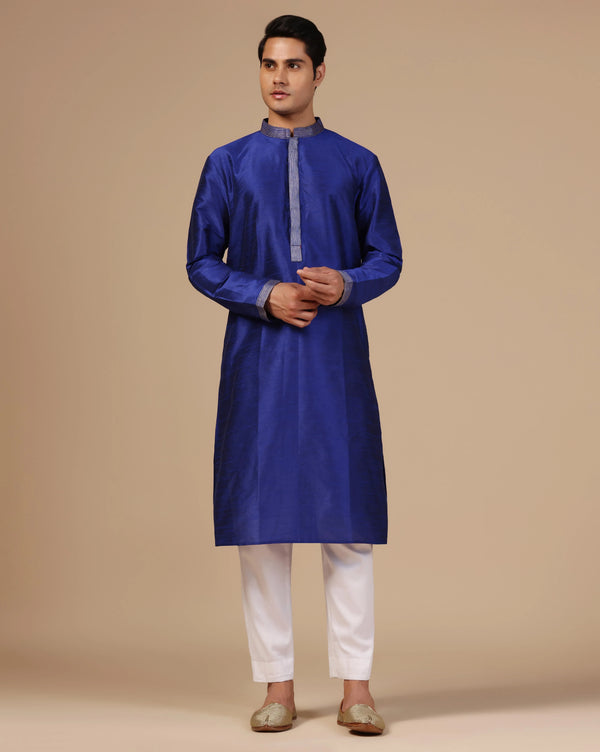 Elegant Blue Silk Kurta Aari Zari Embroidery