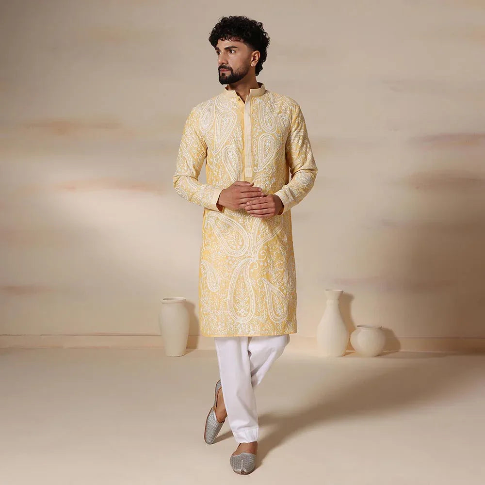 Men's classic yellow kurta — RNG REZA