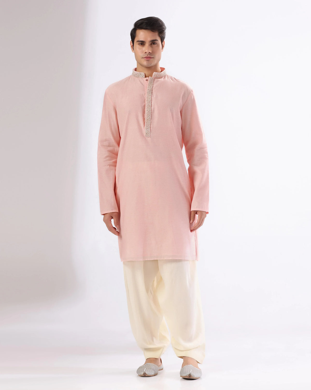 Pink Pearl Work Kurta Set For Men's