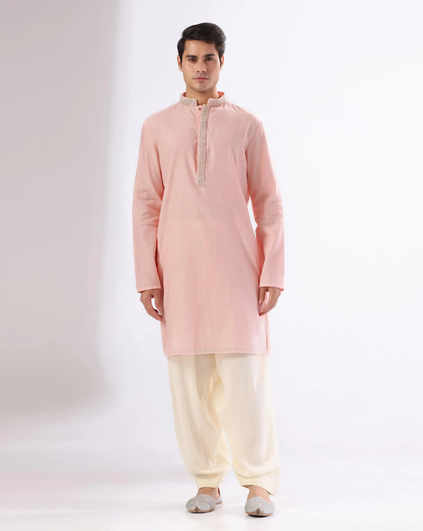 Pink Pearl Work Kurta Set For Men's