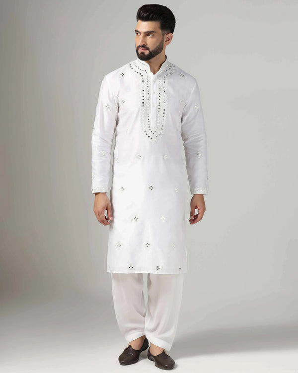 Men's Kurta Salwar Set With Mirror Work Detailing