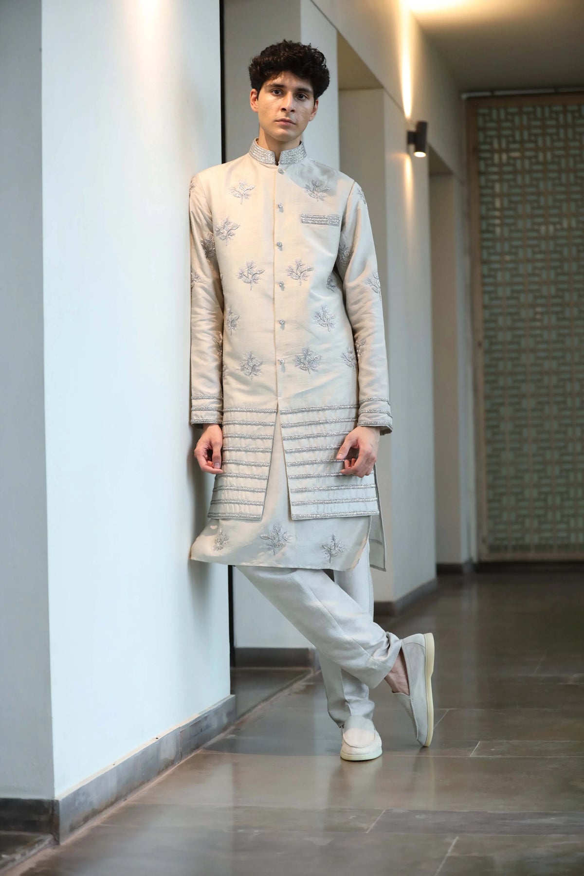 Moon Grey Men's Long Bundi Jacket