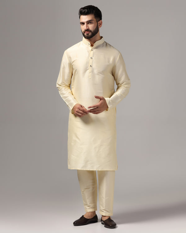 Classic Ivory Dupion Silk Kurta Set