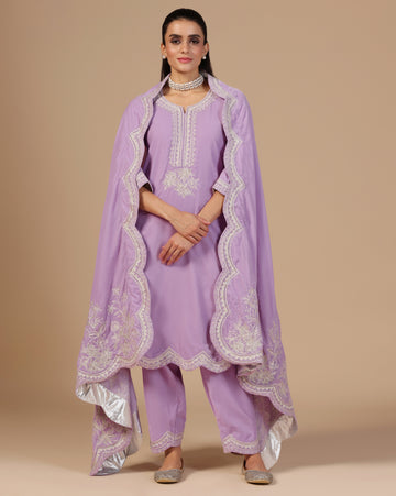 Velvet Embroidered Kurta Set