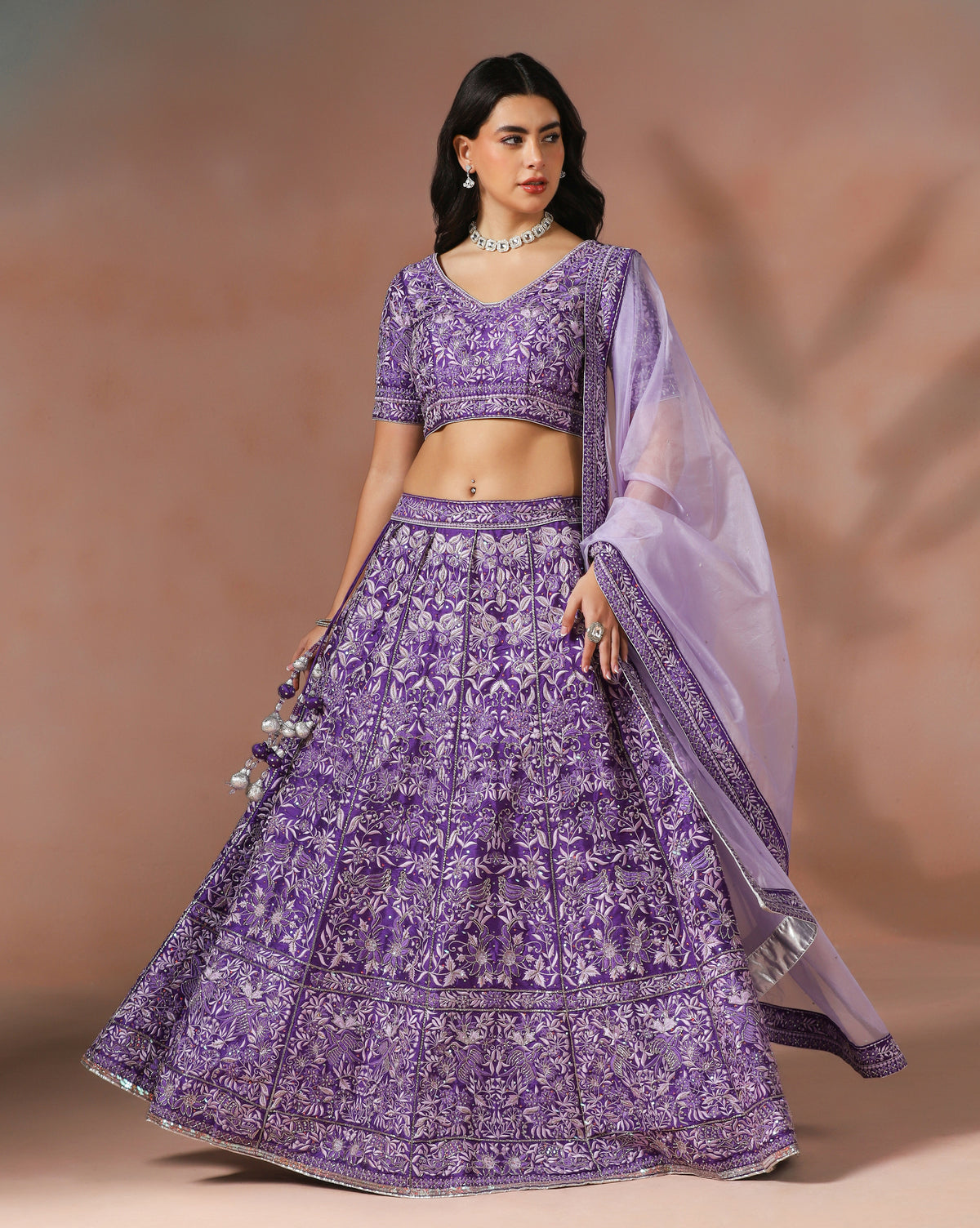 Dupion silk thread work lehenga with sequins and cutdana for women — RNG REZA