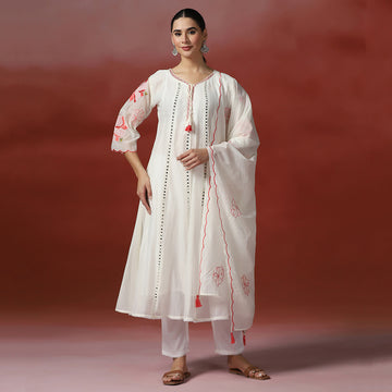 Mirror & Thread Work Anarkali Set