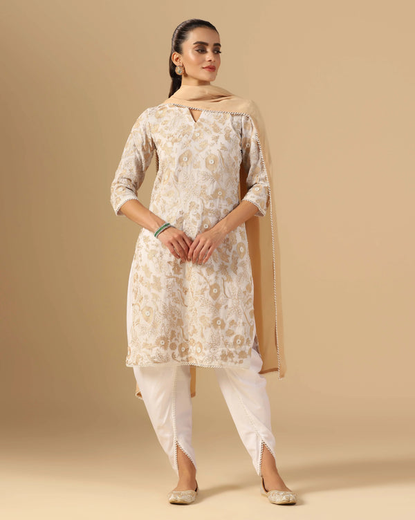 Ivory Pearl Embroidery Kurta Set