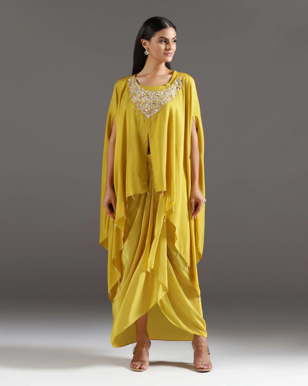 Yellow Crepe Kurta Set