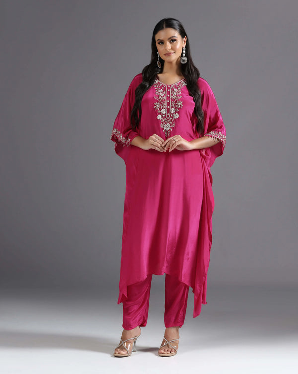Fuchsia kaftan kurti Set