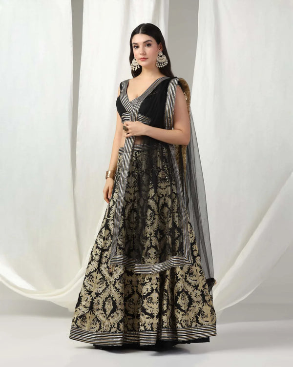 Black Gold Gotta Zari Lehenga