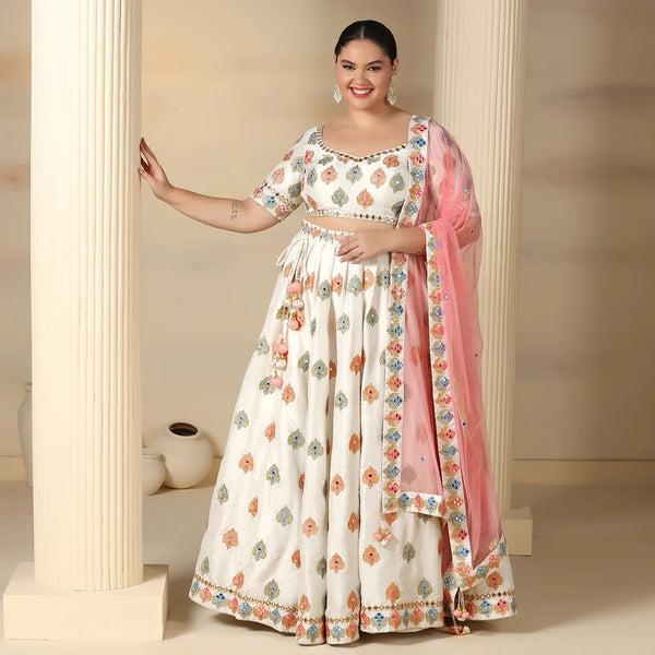 Off-White Mirror Work Lehenga
