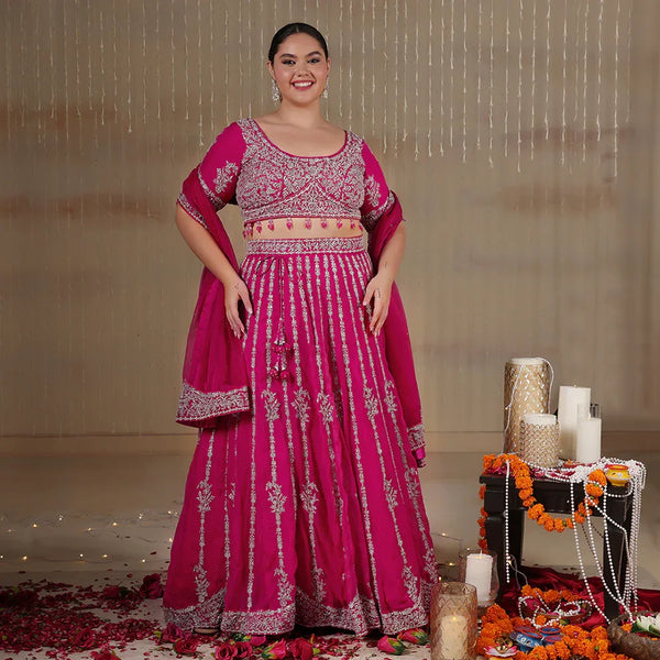 Fuchsia Organza Lehenga