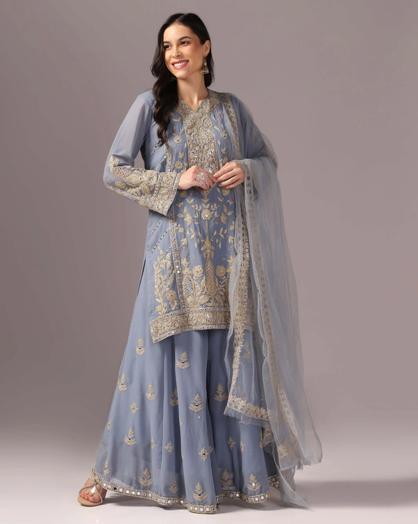 Georgette Grey Sharara Elegance