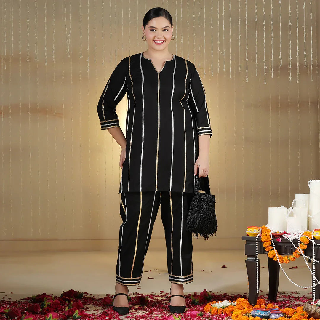 Black gotta work kurta co-ord set for women — RNG REZA