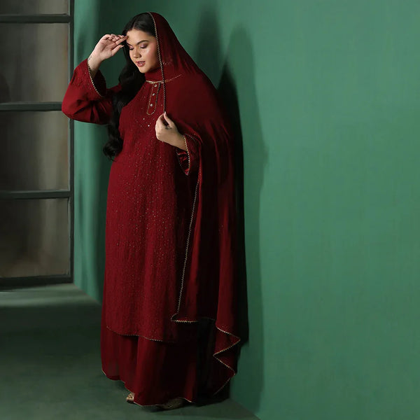 Maroon Mukesh Chikankari Unstitched Suit