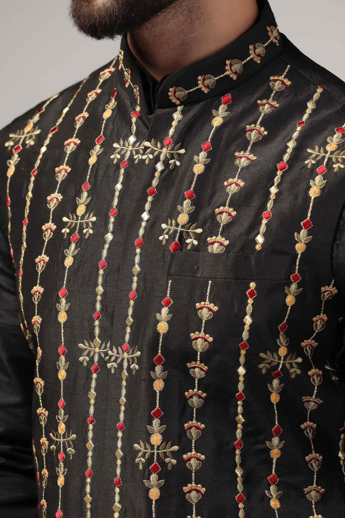 Multicolor resham thread embroidered - Only Nehru Jacket