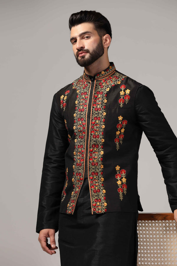 Multicolor resham thread embroidered - Only Nehru Jacket