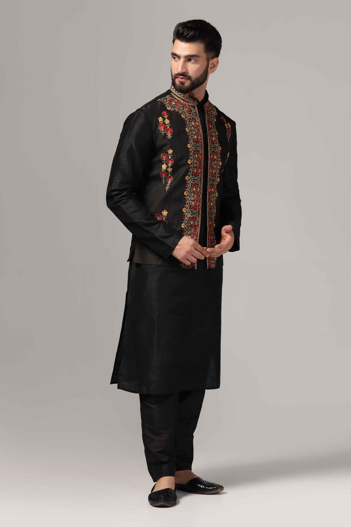 Multicolor resham thread embroidered - Only Nehru Jacket