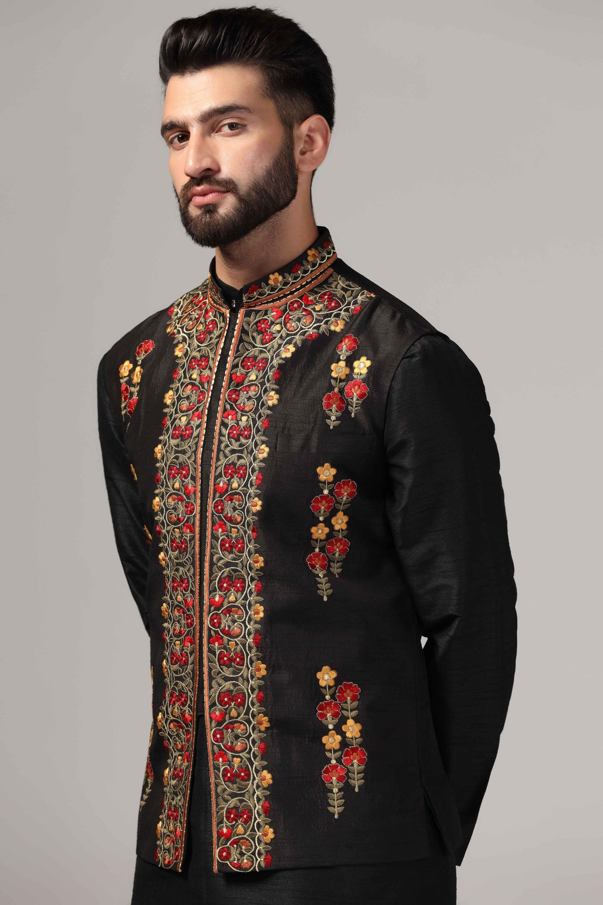 Multicolor resham thread embroidered - Only Nehru Jacket