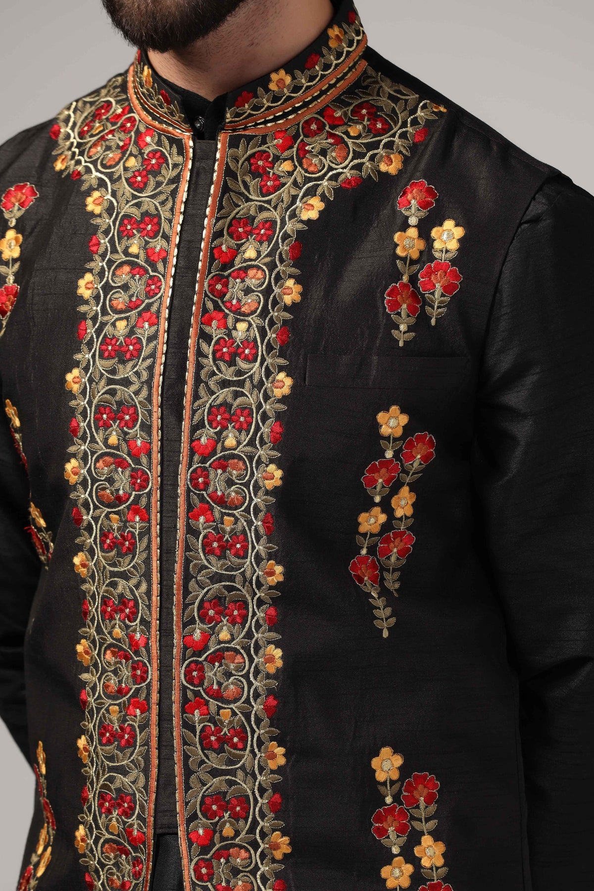 Multicolor resham thread embroidered - Only Nehru Jacket