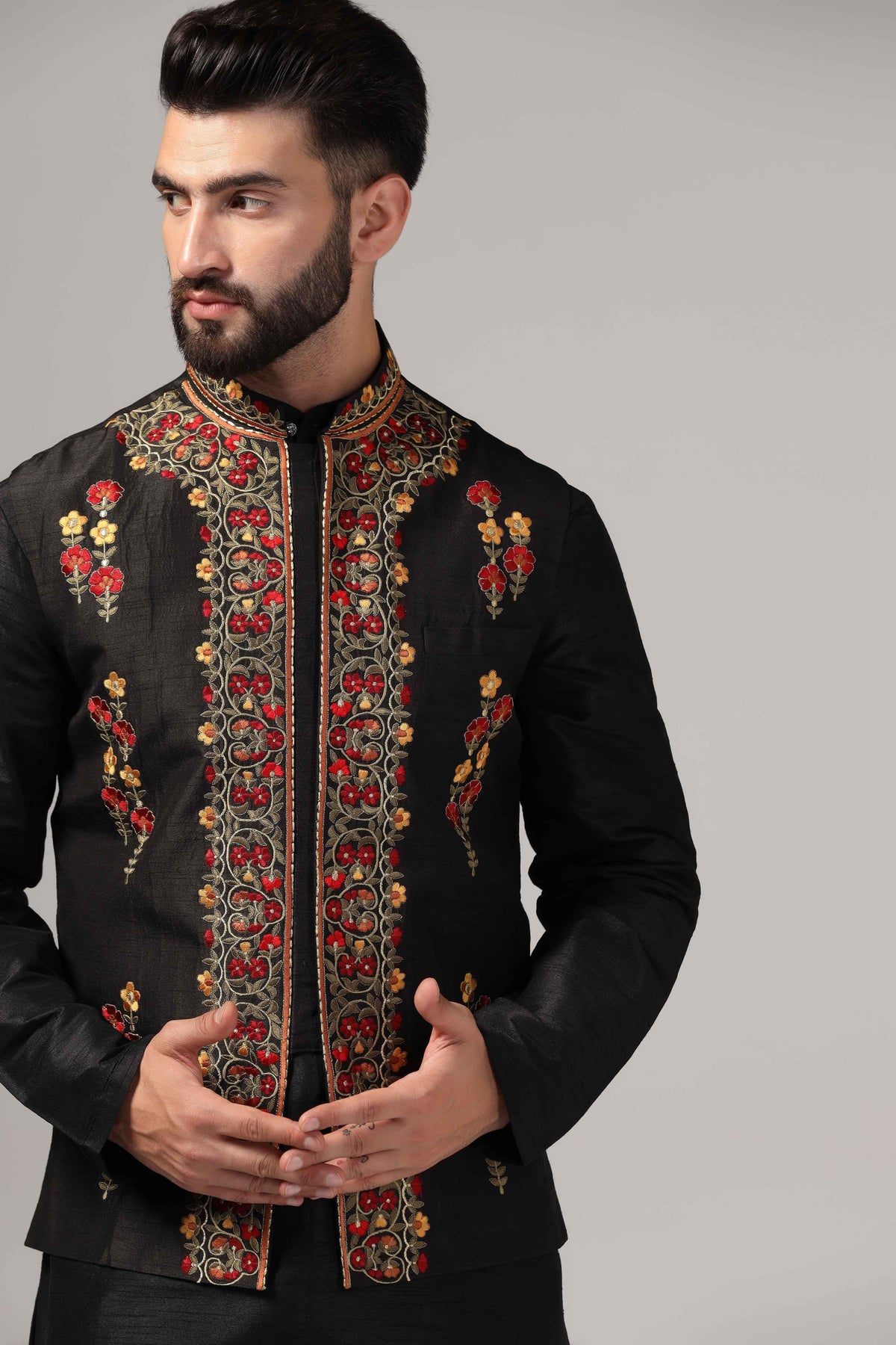 Multicolor resham thread embroidered - Only Nehru Jacket