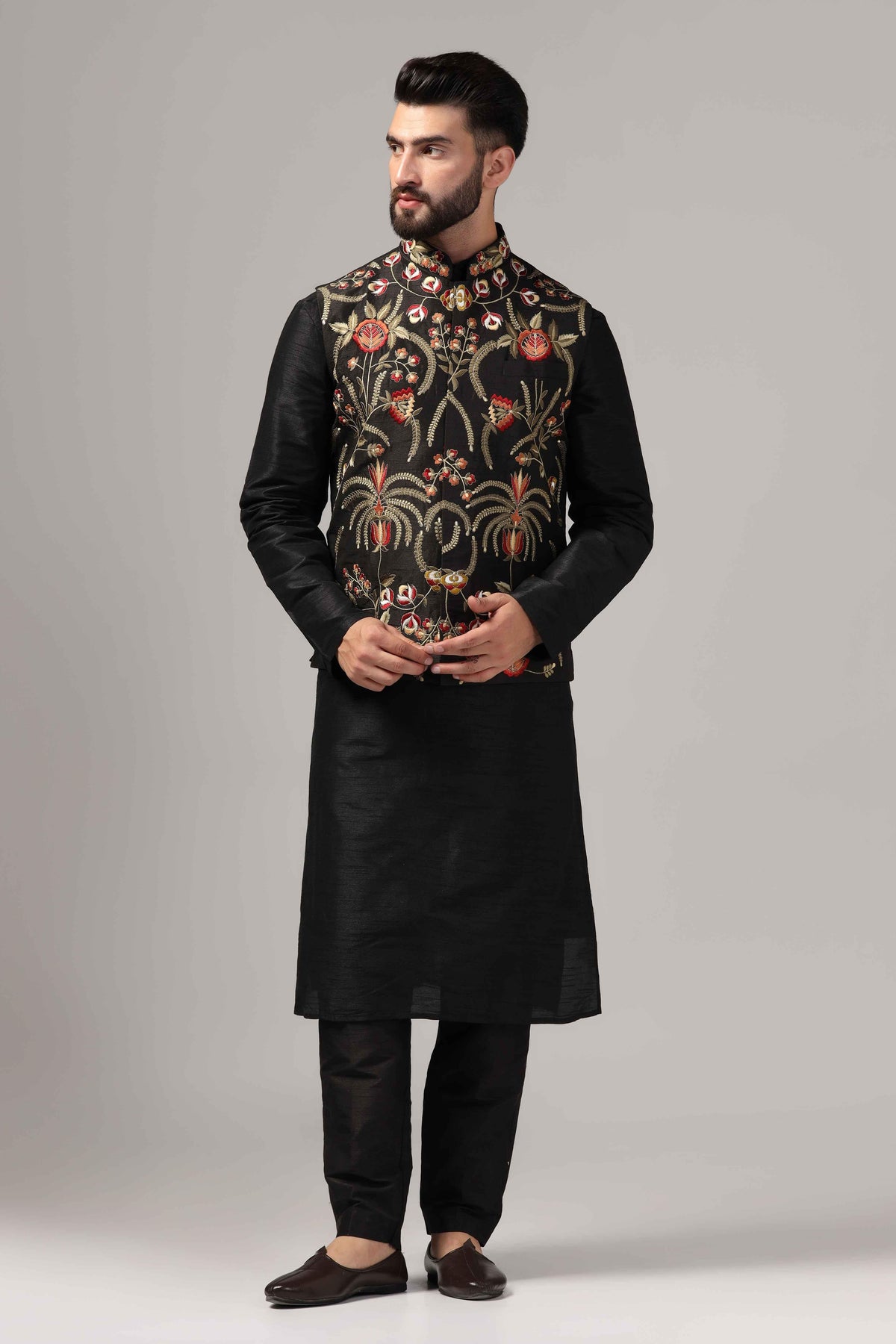 Multicolor resham thread embroidered - Only Nehru Jacket