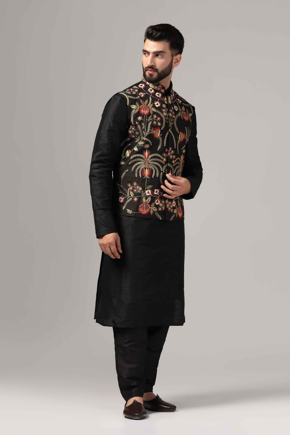 Multicolor resham thread embroidered - Only Nehru Jacket