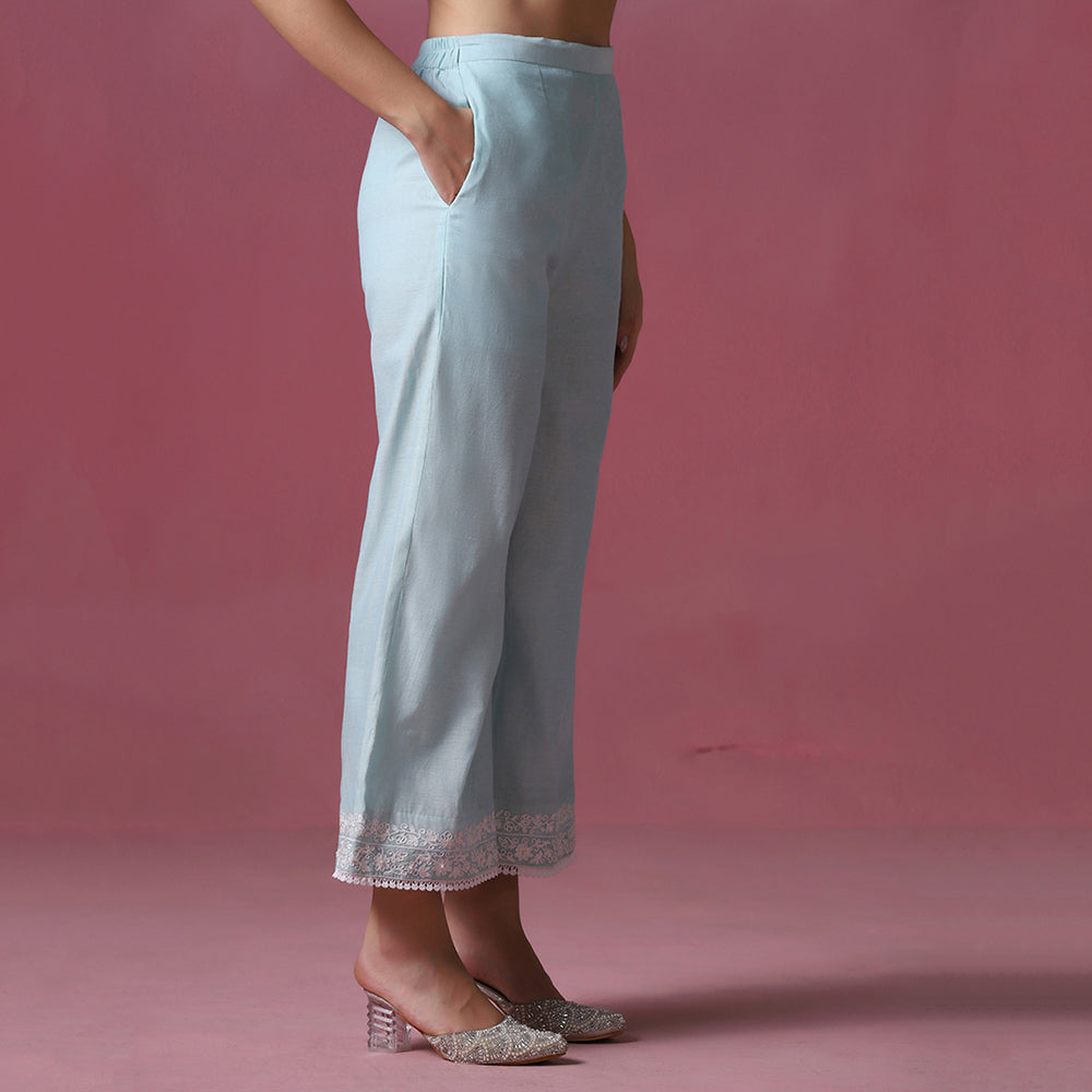 Pastel Blue Dori Embroidered Kurta Set with Dupatta