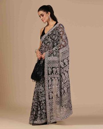 Black Georgette Chikankari Saree