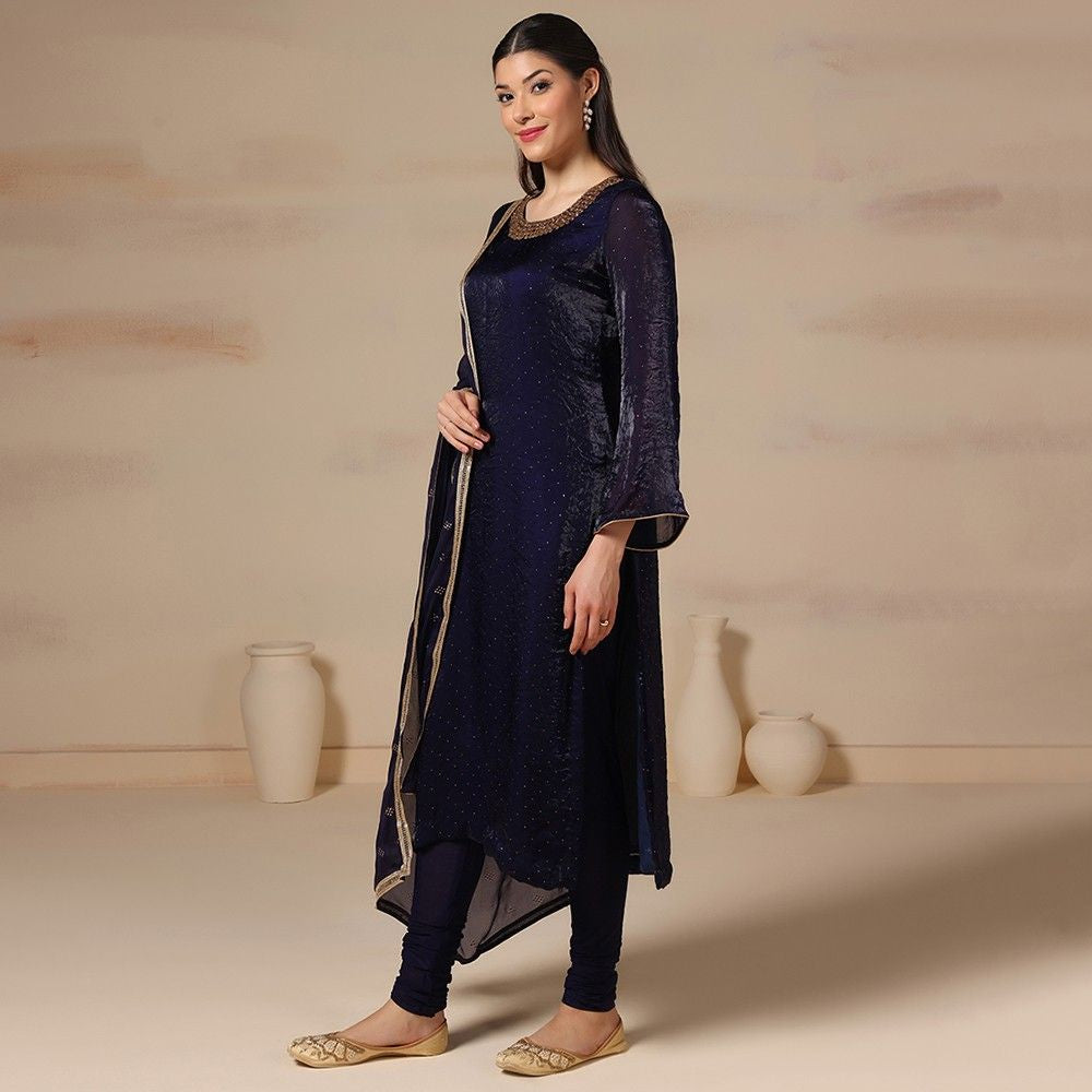 Blue Organza Kurta Set
