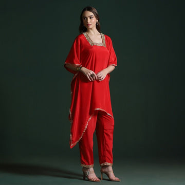 Red Crepe Mirror Co-ord Set