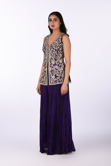 Kurti With Palazzo Pants Purple Silk Kurta Palazzo Set