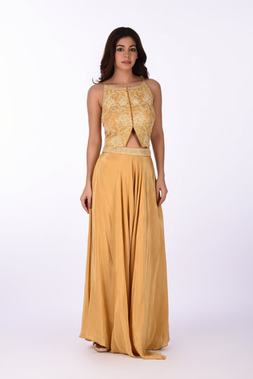 Crop Jacket With Palazzo Pants Embroidered Crop Jacket With Flared Palazzo Set