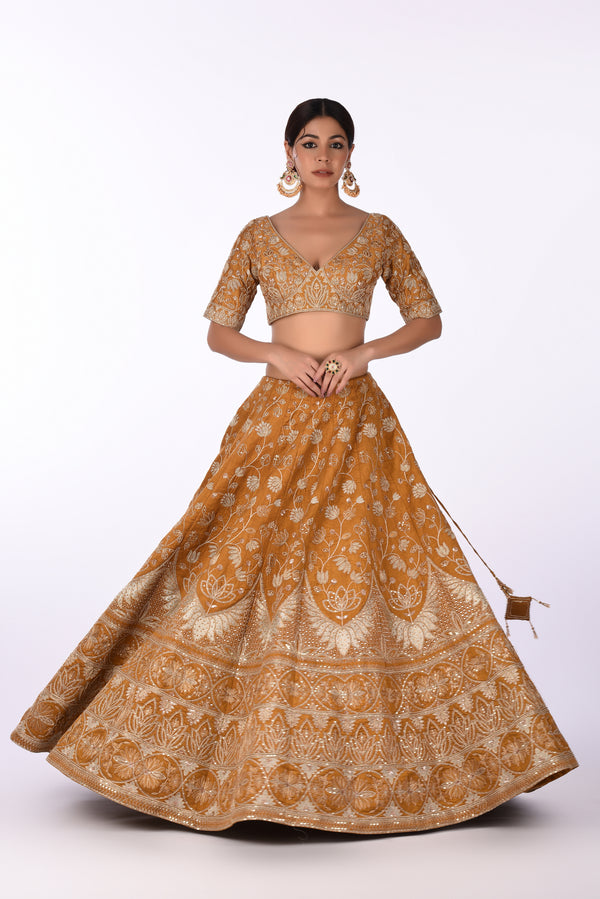 Lehenga Set Rich Mustard Yellow Embroidered Lehenga