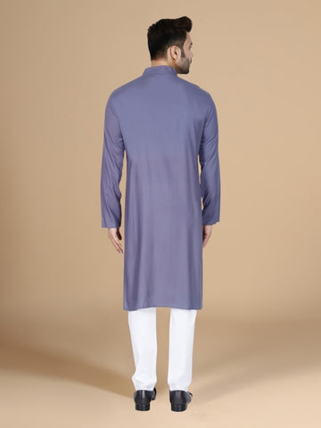 Grey Rayon Festive Men's Kurta Set