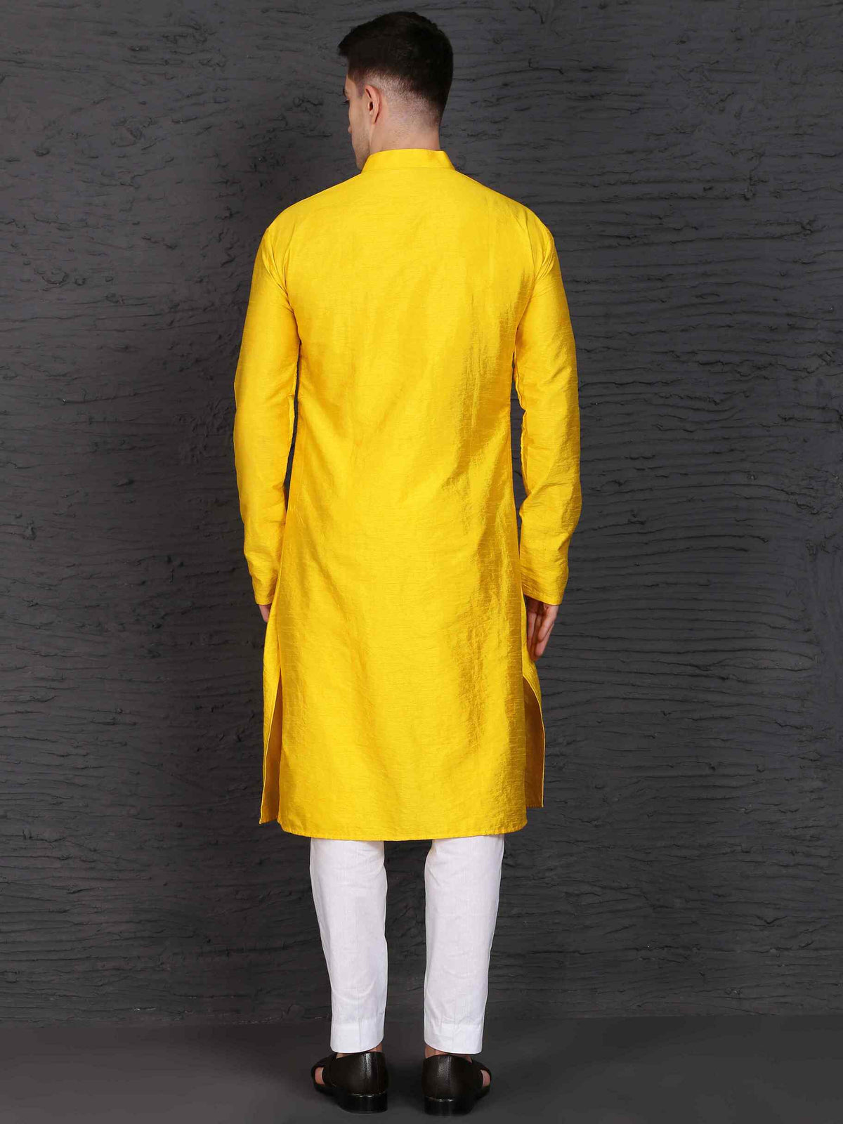 Yellow Dupion Silk Men's Kurta Set