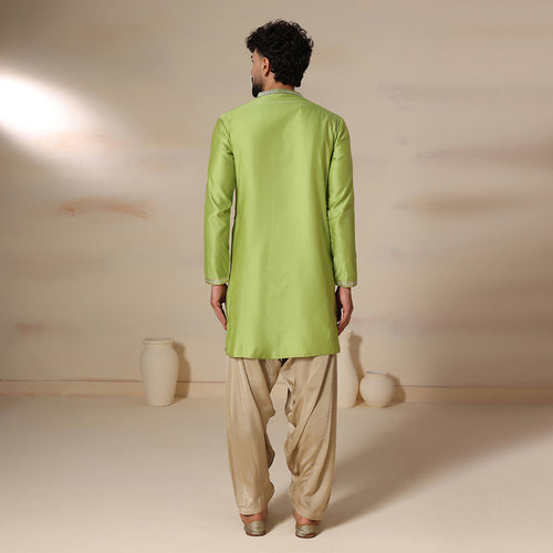 Green Chanderi Men's Kurta Set