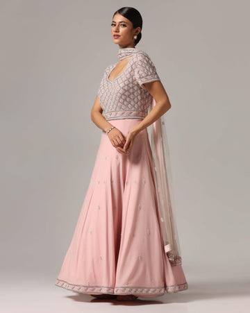 Pink pearl anarkali