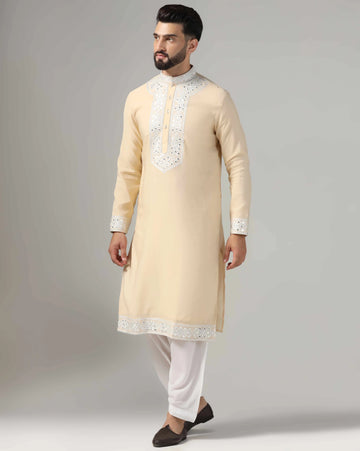 Elegant gold mirror mens kurta set