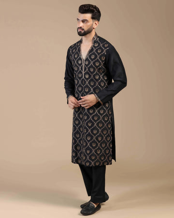 Statement black kurta with sequin cutdana work