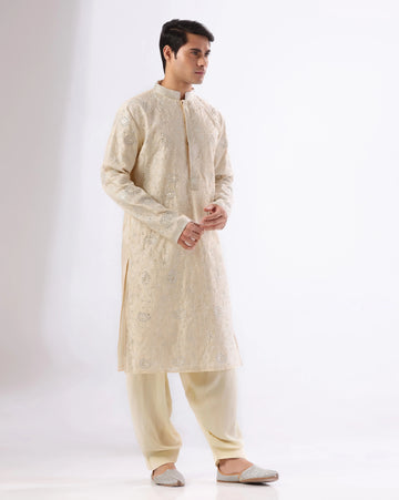 Ivory chanderi men kurta only